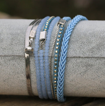 Bracelet Set, Blue Bracelet, Wrap Bracelet, Statement Bracelets for Women, Unique Jewelry, Silver Bracelet, Boho Jewelry, Statement Jewelry